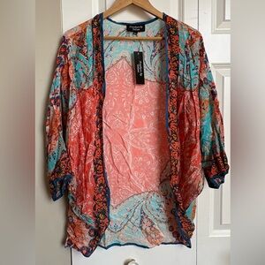 NWT Feathers by Tolani / Multicolor Paisley Kimono / One size